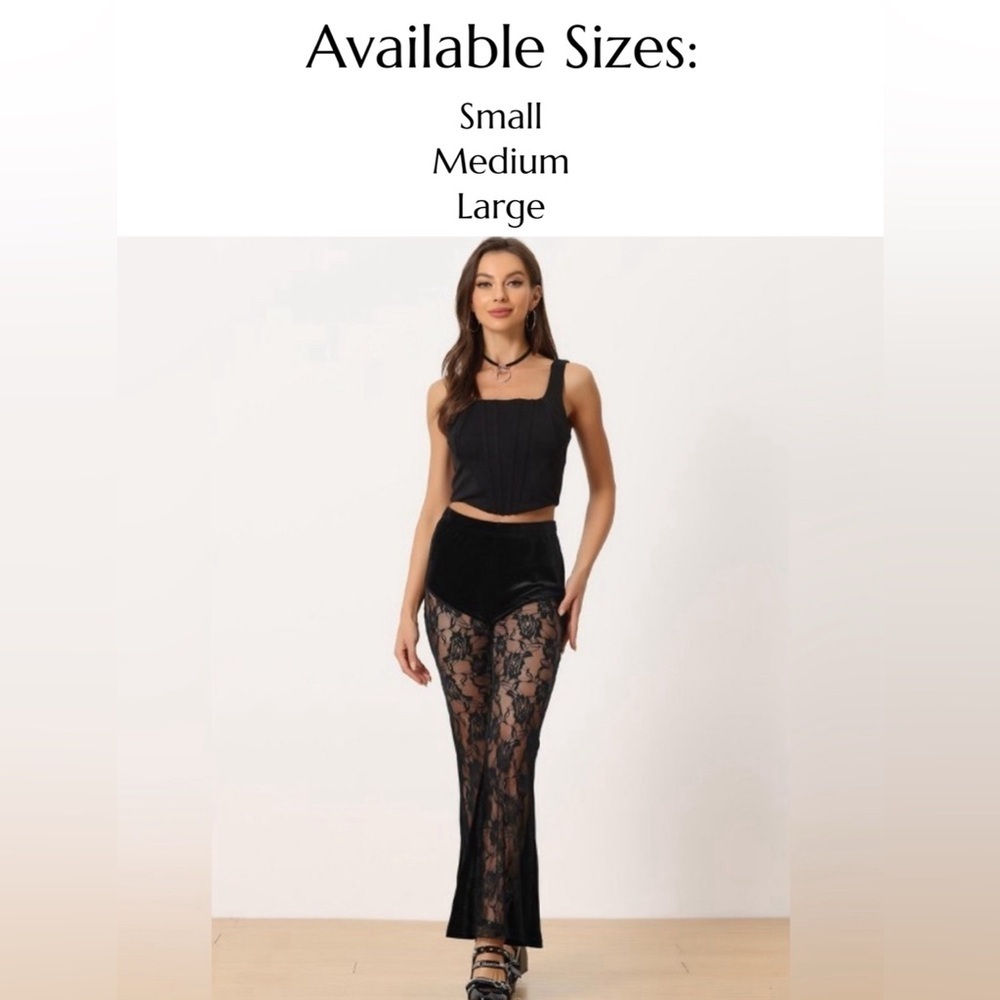 NIP-Velvet Bell Bottom High Waist Lace Front Flare
Pants